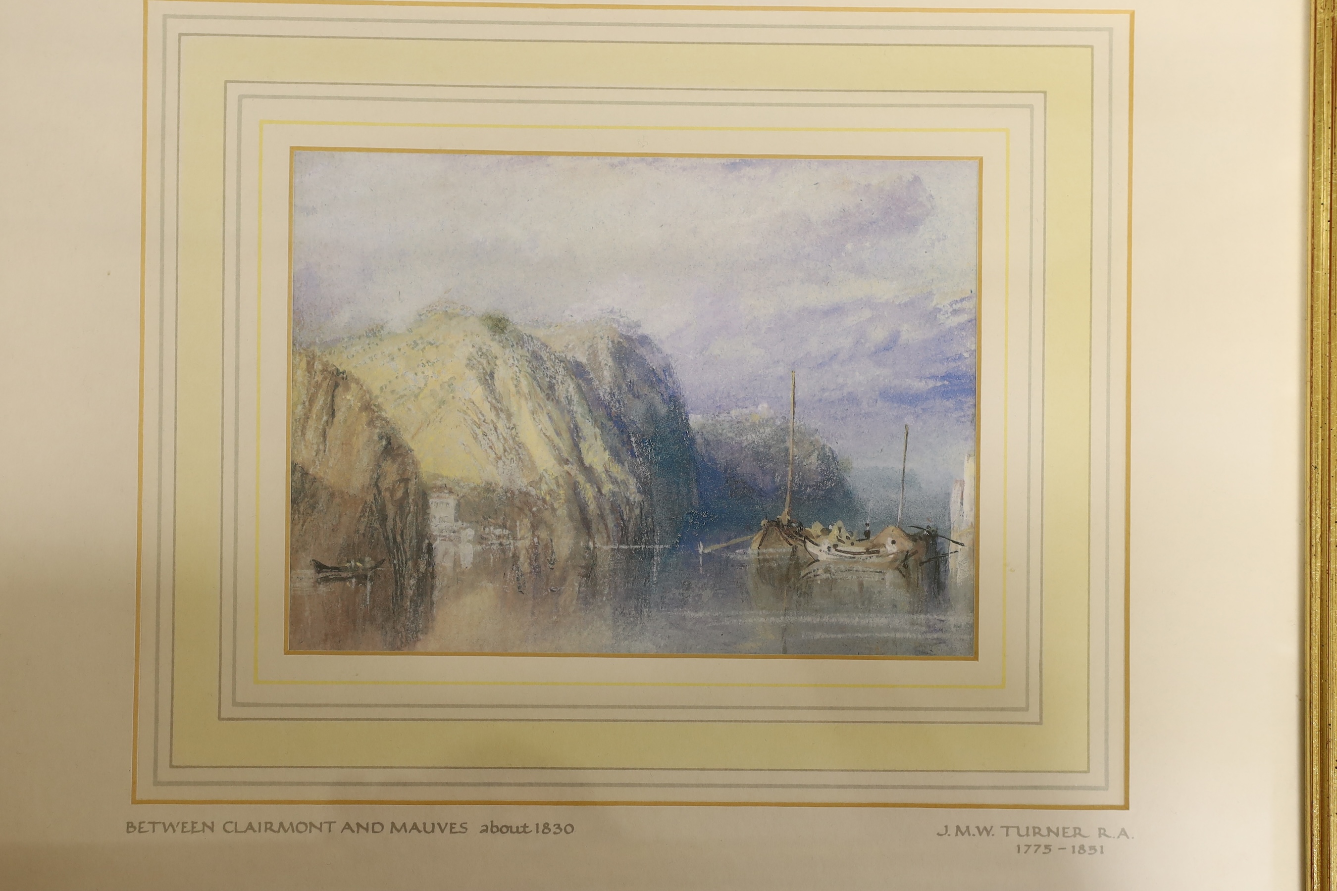 After J M W Turner, six colour prints, Famous landscapes with COA's from the Ashmolian Museum edition, 14 x 19cm